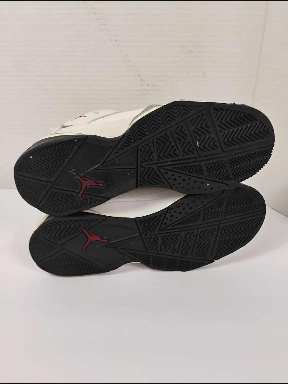 Jordan Kids High-Top Sneakers in White, Gray, Black with Red Logo